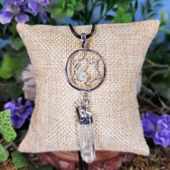 Handmade Quartz Crystal Dreamcatcher Necklace #61 - Picture 1 of 2